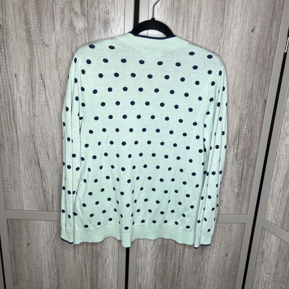 Lands' End Cardigan Supima Cotton Polka Dots Blue Color Size S - Picture 1 of 5